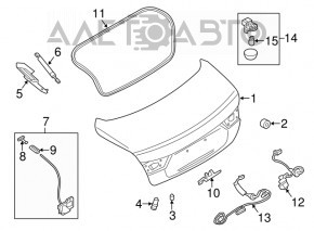 Capac portbagaj Infiniti Q50 14-17 argintiu K23, în folie