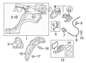 Четверть крыло задняя правая Mazda 3 14-18 BM графит, тычки