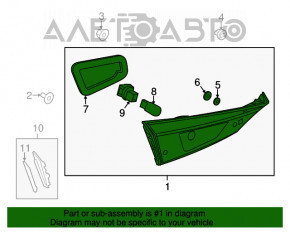 Lampa interioară pentru portbagajul din dreapta Mazda 3 14-18 BM, cu halogen, cu o fisură, colțul rupt