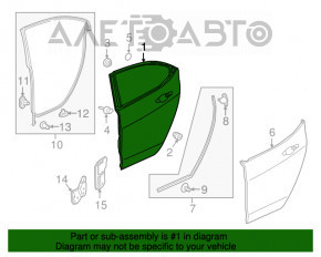Дверь в сборе задняя правая Acura TLX 15- красный R548PX тычка