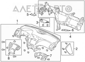 Торпедо передняя панель без AIRBAG Acura TLX 15-17 дорест черн