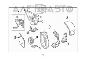 Oglindă laterală dreapta Acura TLX 15-16, 11 pini, semnalizator, roșu, zgârieturi pe semnalizator.