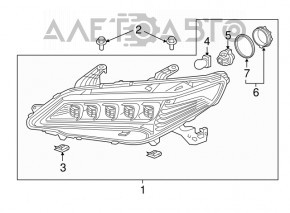 Far dreapta față asamblată Acura TLX 15-17 cu LED-uri.