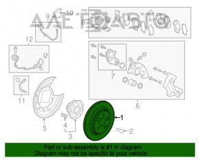 Placa de frână spate dreapta Acura TLX 15- 10 mm, cioburi