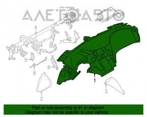 Торпедо передняя панель с AIRBAG Infiniti Q50 14-17 черная, BOSE