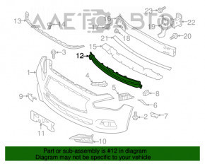 Grila inferioară a bara din față a Infiniti Q50 14-17 fără radar, cu spoiler direcțional