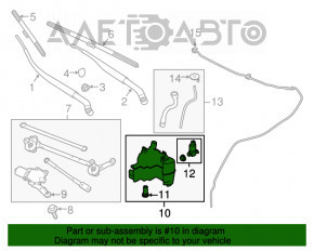 Rezervorul de spălare a parbrizului pentru Infiniti Q50 14- fără gât, suportul este rupt.