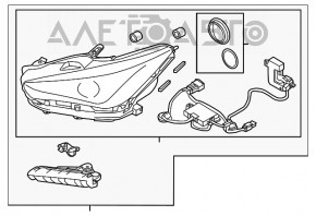 Far dreapta fata goala Infiniti Q50 16-19 fara AFS, LED, nisip, pentru polizare