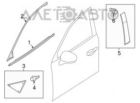 Moldură ușă-sticlă față dreapta centrală Mazda 3 14-18 BM crom