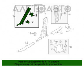 Накладка передней стойки левая Mazda 3 14-18 BM серая, царапины, залом