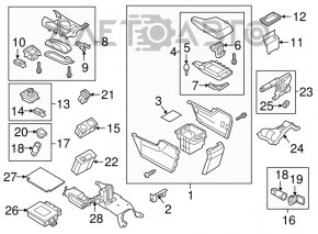 Consola centrală cu cotieră și suporturi pentru pahare Mazda 3 14-18 BM, neagră.