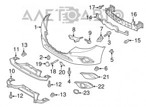 Suportul de bara fata centrala inferiora Mazda 3 14-16 BM pre-restilizare.