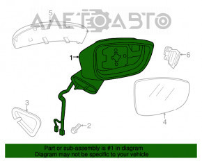 Зеркало боковое правое Mazda 3 14-16 BM дорест 3 пина