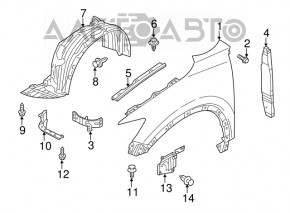 Suport aripi dreapta față Mazda 3 14-18 BM