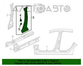 Bara caroserie centrală dreapta Mazda 3 14-18 BM tăiată, lovită, zgâriată