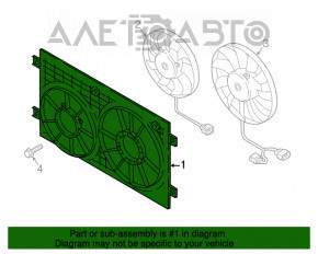 Difuzorul carcasei radiatorului asamblat VW Atlas 18- 2.0T, 3.6