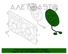Вентилятор охлаждения левый VW Atlas 18- 2.0T, 3.6 2+4 пина