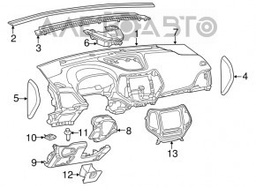 Torpedo față fără AIRBAG Jeep Cherokee KL 14-18 negru