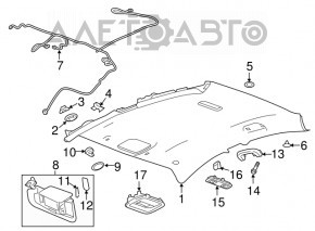 Acoperirea tavanului pentru Chevrolet Volt 16, gri, substanță chimică, îndoită.