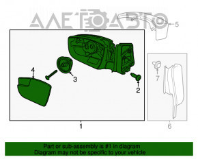 Зеркало боковое левое Ford Escape MK3 17-19 рест, 3 пина, черн