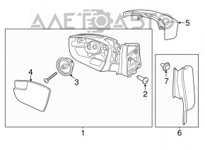 Зеркало боковое левое Ford Escape MK3 17-19 рест, 3 пина, черн