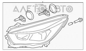 Фара передняя левая голая Ford Escape MK3 17-19 рест галоген светлая, паутина, песок