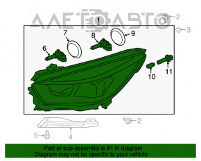 Far stânga față goală Ford Escape MK3 17-19 restilizată halogen lumină