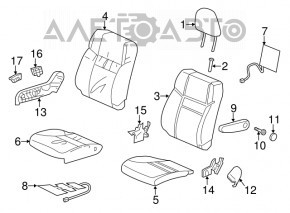 Scaun de pasager pentru Honda CRV 12-14 fără airbag, manual, material textil negru.