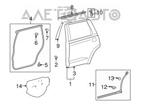 Ușă asamblată spate stânga Toyota Sequoia 08-16 argintiu 1D6, mâner, matriță de finisare