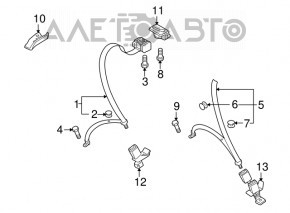 Centura de siguranță centrală spate Audi A4 B8 08-16, neagră, care s-a desprins