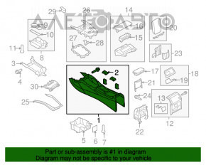 Consola centrală cu cotieră și suporturi pentru pahare Audi A4 B8 13-16 restilizat.