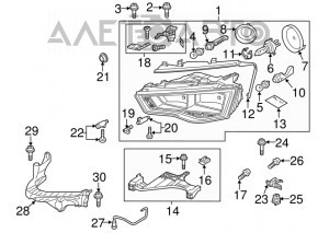 Suportul de prindere a bara de protectie fata sub farul stang exterior pentru Audi A4 B8 13-16 restilizat