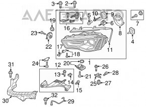 Suportul de prindere a bara de protectie din fata sub farul exterior dreapta pentru Audi A4 B8 13-16, nou, neoriginal.