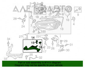 Suportul de prindere a bara de protecție față sub farul din partea dreaptă interioară pentru Audi A4 B8 13-16 restilizat