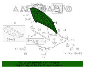 Капот голый Audi A4 B8 13-16 рест сталь, черный LY9B, рыжики под краской