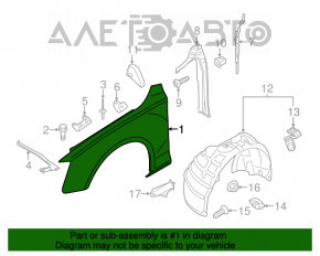 Aripa față stânga Audi A4 B8 13-16 restilizat, roșu LY3J, lovitură