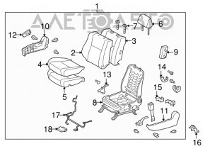 Scaunul de pasager Toyota Sequoia 08-16 electric, piele neagră.