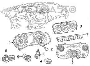 Panoul de instrumente Chrysler 200 15-17, afișaj mic, 146k, margine luminoasă, zgârieturi, suport rupt