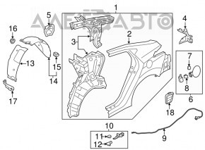 Aripa spate stânga, partea din spate, Hyundai Elantra UD 11-16, nou, original OEM.