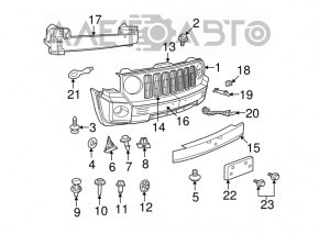 Amplificatorul de bara fata pentru Jeep Compass 11-16