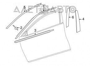 Moldură ușă-sticlă față centrală dreapta cromată Toyota Camry v55 15-17 SUA