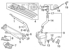 Gâtul rezervorului de lichid de parbriz pentru Toyota Highlander 14-19 fără capac, format din 2 piese.