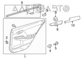 Capacul ușii, cartela din spate dreapta Toyota Camry v55 15-17 SUA gri.