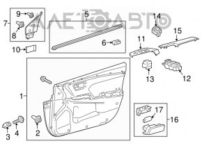 Capacul ușii, cartela frontală stânga Toyota Camry v55 15-17 SUA gri