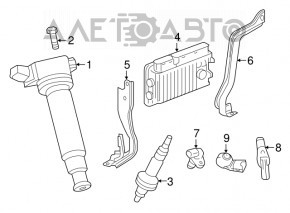 Modulul ECU al motorului Toyota Highlander 14-16 3.5 AWD nu are fragment de fixare.