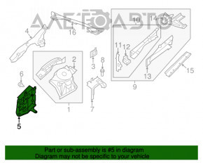 Protecția motorului, arcul stâng Nissan Altima 13-18 nu are fixare.