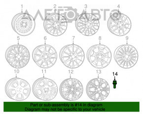 Roată de șurub d17 M12x1.25 Fiat 500L 14- tip 1