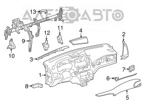 Torpedo panoul frontal cu AIRBAG Infiniti QX30 17- negru, cu insertii, negru+bej, fixat