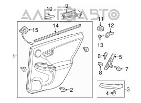 Capacul ușii, cartela din spate stânga Toyota Prius 30 10-15, ștergar gri.