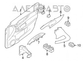 Обшивка двери карточка передняя правая Nissan Rogue 14-20 черн, царапины